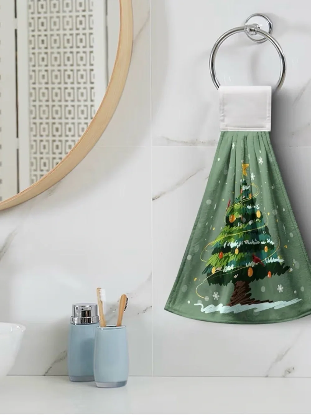 Green Christmas Tree Stay Hanging Hand Towels - 2 Pack - NWOT